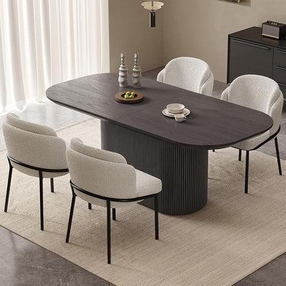 Miuuod 70.86" Oval Dining Table Set for 4, Modern Farmhouse Kitchen Table with 4 Ergonomic Chairs, Large Wood Dining Room Table Set, Rustic Dining Furniture, Dark Grey