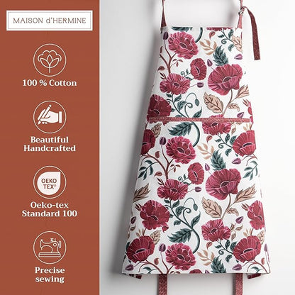 Maison d' Hermine 100% Cotton Apron for women with Pocket Kitchen Chef Apron for Men Cooking Mothers Day Gifts