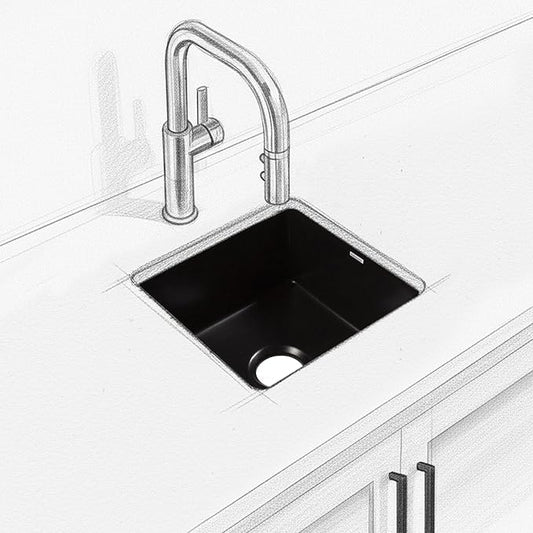 Sinkology Eden Fireclay Undermount Kitchen Sink, Undermount Installation, Surefire Finish (Matte Black, 18")