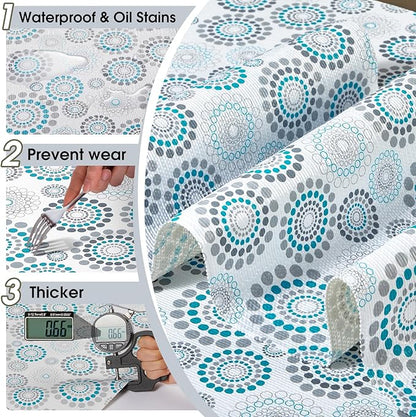 Drawer and Shelf Liner, Non-Slip Kitchen Cabinet Liners Non-Adhesive Thick Strong Grip Waterproof Washable Mats Protect Dresser Shelves Cupboard Bathroom Cabinets, Spiral, 18 in X 20 FT