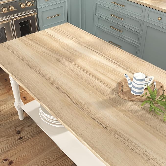 WESTICK Light Wood Grain Contact Paper Peel and Stick Countertops Waterproof Wood Wallpaper for Kitchen Cabinets Self Adhesive Wooden Vinyl Wrap for Countertop Covers Table Desk 24" x 394"