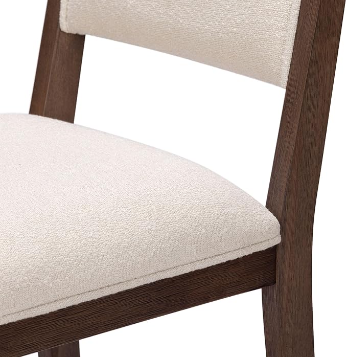 Plank+Beam Sereno Counter Stool, 24", Set of 2, Sturdy Wood Modern Kitchen Counter Height Stool, Upholstered Cushion Counter Chair with Back, Walnut/Ivory