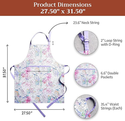 Maison d' Hermine 100% Cotton Apron for women with Pocket Kitchen Chef Apron for Men Cooking Mothers Day Gifts