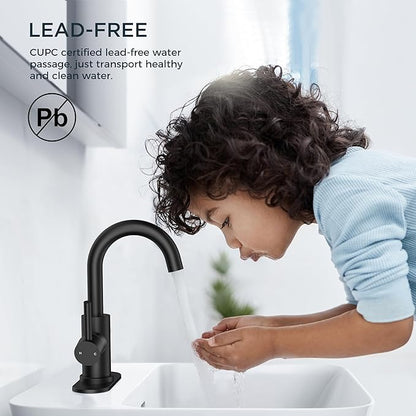 FORIOUS Black Bathroom Faucet 1 or 3 Hole Single Handle, Matte Black Bathroom Sink Faucet 2 Pack, with cUPC Supply Line and Metal Pop Up Drain, Suitable for Bar RV Vanity
