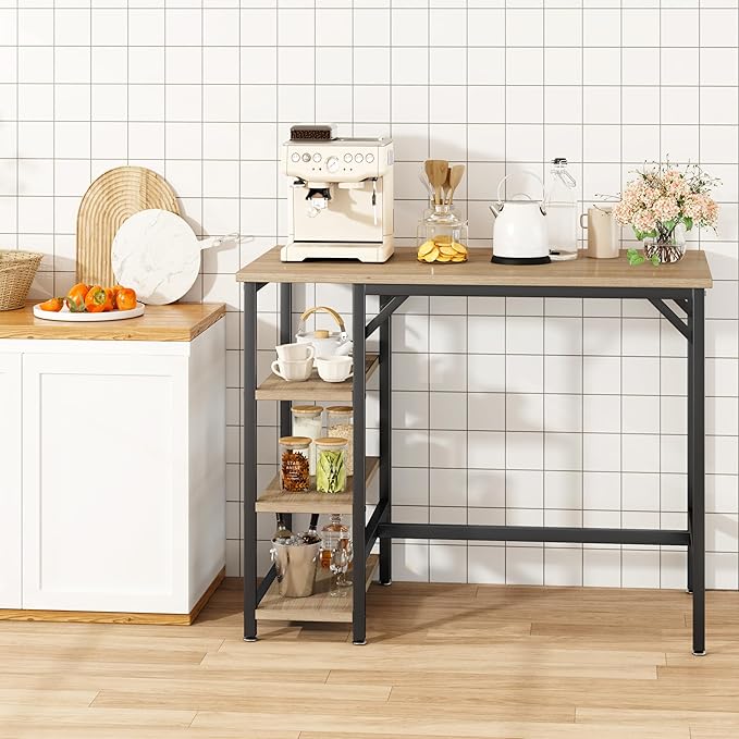 IBUYKE 40”H Bar Table with 3 Storage Shelves, High Dining Table for Kitchen, Counter Table, Industrial Standing Computer Desk UTMJ054Y