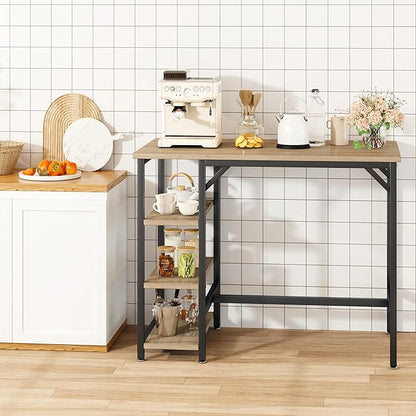 IBUYKE 40”H Bar Table with 3 Storage Shelves, High Dining Table for Kitchen, Counter Table, Industrial Standing Computer Desk UTMJ054Y
