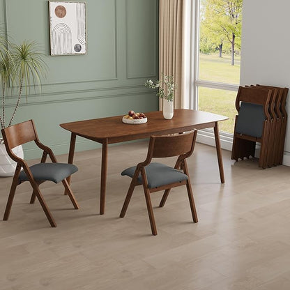 YOPTO Folding Wooden Chairs Set of 2 with Padded Seat,Portable Dining Chairs W/Ergonomically Designed Back and Cushion,for Dining Room,Restaurant,Kitchen,Office
