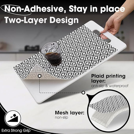 Drawer and Shelf Liner, Non-Slip Kitchen Cabinet Liners Non-Adhesive Thick Strong Grip Waterproof Washable Mats Protect Dresser Shelves Cupboard Bathroom Cabinets, Buffalo Plaid, 12 in X 30 FT