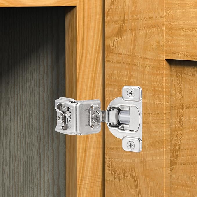 (2 Pack) 1-1/2 Inch Overlay Soft Close Cabinet Hinges, Kitchen Concealed Hinges for Face Frame Door, European Hinges with Brushed Nickel