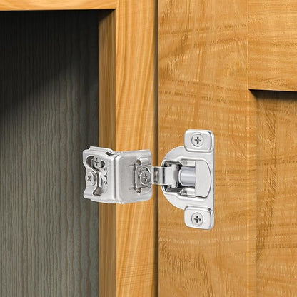 (2 Pack) 1-1/2 Inch Overlay Soft Close Cabinet Hinges, Kitchen Concealed Hinges for Face Frame Door, European Hinges with Brushed Nickel
