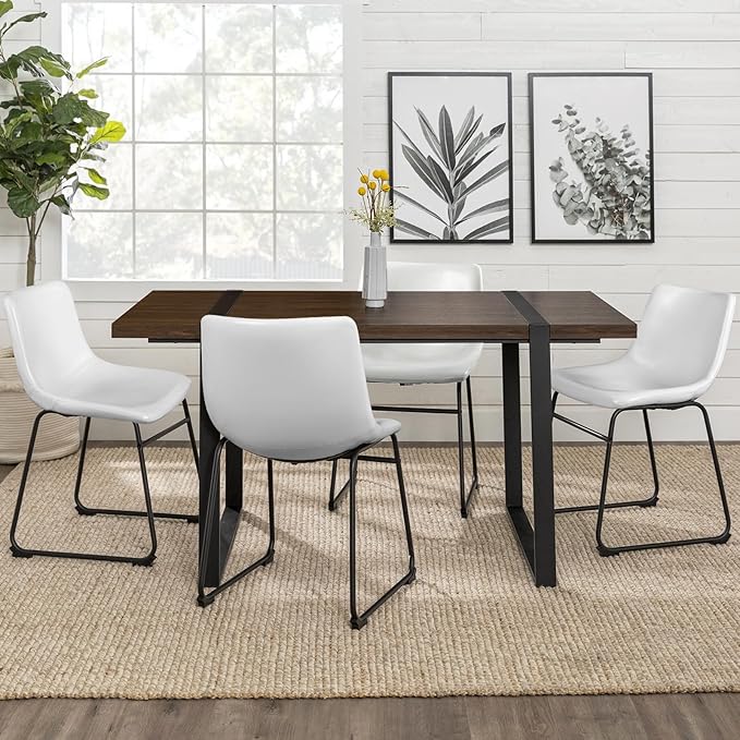 LEMBERI Faux Leather Dining Chairs Set of 2, 18 Inch Kitchen & Dining Room Chairs,Mid Century Modern Dining Chairs with Backrest and Metal Legs, Comfortable Upholstered Seat Chairs