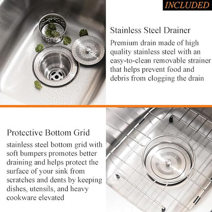 Stainless Steel Undermount Bar Sink-Bokaiya 15x12 Inch Small Undermount Sink Wet Bar Prep Sink 16 Gauge Outdoor Rv Single Bowl Kitchen Sink with Dish Grid