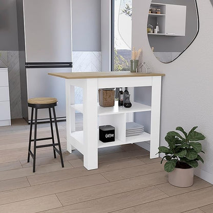 Modern Dining Table Expandable with and Kitchen Island Counter Console Living Room Sturdy Stable Easy Clean Luxury Adjustable,White