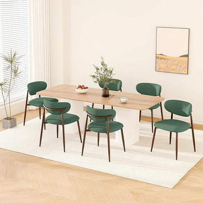 MALOL Upholstered Dining Room Chairs Set of 2, Kitchen Chairs with Metal Legs and Anti Slip Pads, Curved Back Dining Chair for Home and Restaurant Use, Green