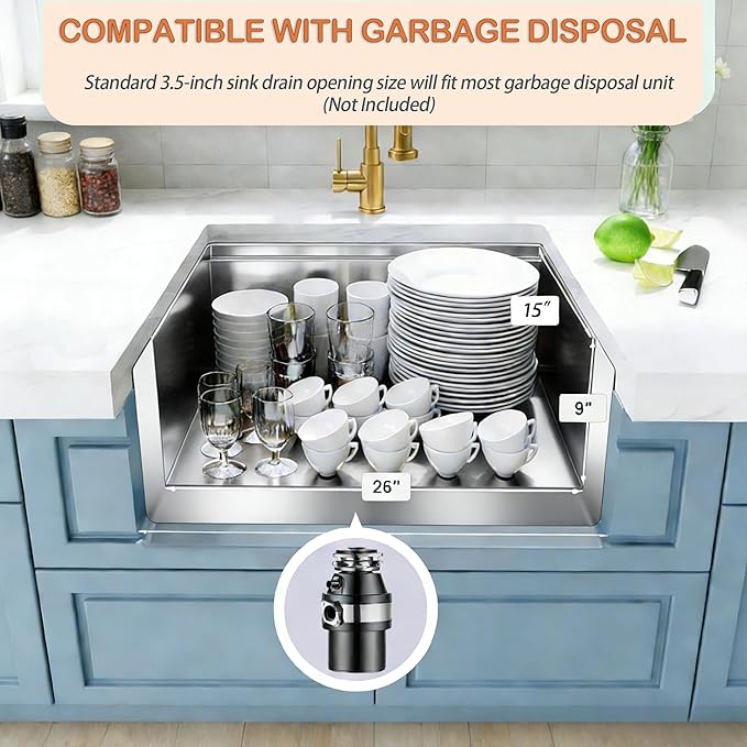 Undermount Kitchen Sink,16 Gauge T-304S Stainless Steel Workstation Sink with Accessories, 28" x 18" x 10" Deep Single Bowl Kitchen Sink for Kitchen,Outdoor and Bathroom