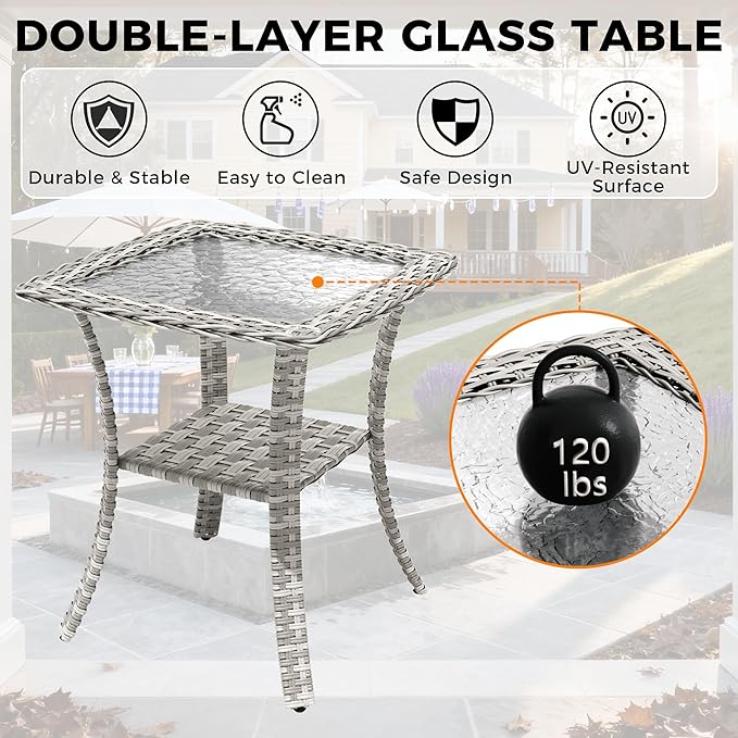 14-Seat Modern Patio Furniture Set with Swivel Rocking Chairs, Thick 4″ Cushions, Dual-Strand Wicker Rattan, Rust-Resistant Steel Frame – Outdoor Conversation & Modular Sectional,Navy