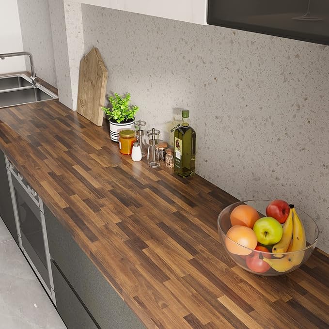 CRE8TIVE Brown Butcher Block Contact Paper 24"x118" Shiplap Peel and Stick Wallpaper Wood Contact Paper for Countertops Cabinets Waterproof Self Adhesive Wood Plank Vinyl Wrap for Kitchen Furniture