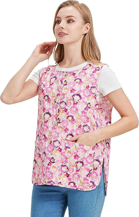 Nanxson Cobbler Apron for Women with 2 Patch Pockets Cotton Printed Vintage Apron with Buttons for Work Chef Kitchen Home