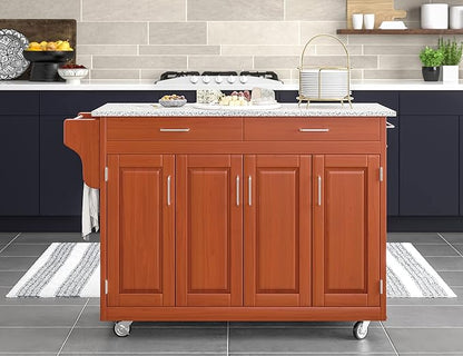 homestyles Create Cottage Oak 4 Door Cabinet Kitchen Cart with Gray Granite Top by Home Styles