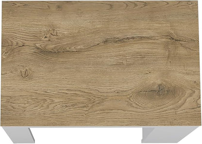 GOWE Kitchen Island, Kitchen Bar Table 36" H, with 3-Side Shelves, White/Macadamia