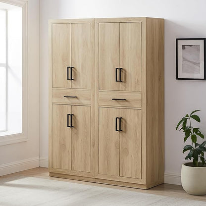 Crosley Furniture Isla 2-Piece Modern Kitchen Storage Pantry Cabinet Set with Shelves, Dining, Laundry Room, Ash