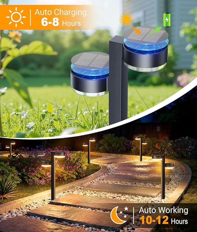 Solar Pathway Lights Outdoor Waterproof, 2 Pack Dual-Head Solar Lights Outdoor, 2X Brighter 24 LED Outdoor Solar Garden Light for Yard Path Walkway Driveway Solar Powered Landscape Lighting