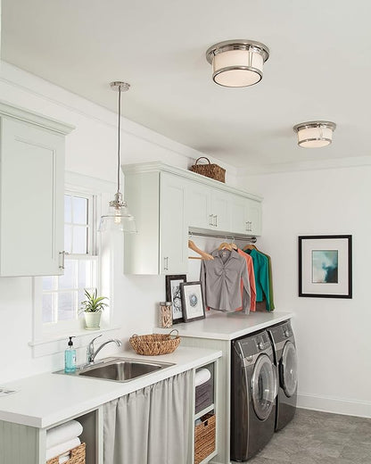 Feiss P1348PAGB/DWZ Baskin Glass Pendant Lighting, Brass, 1-Light (10"Dia x 10"H) 60watts