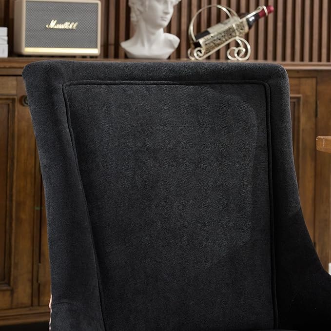 Ball & Cast Mid-century Upholstered Dining Chairs Set of 2, Thickened Fabric Wing Back Kitchen Side-Chairs with Bronze Nail Head & Toned Solid Wood Legs, Two Tone Traditional Chair,Black+Leopard Print