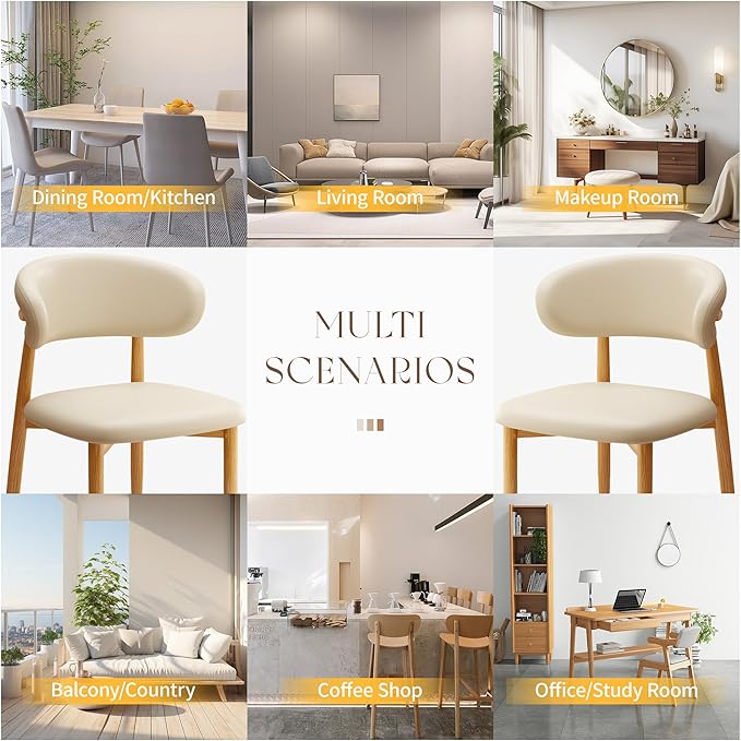 Kitchen Dining Chairs Set of 2 Modern Soft Linen Farmhouse Dining Room Chair, Beige/Original