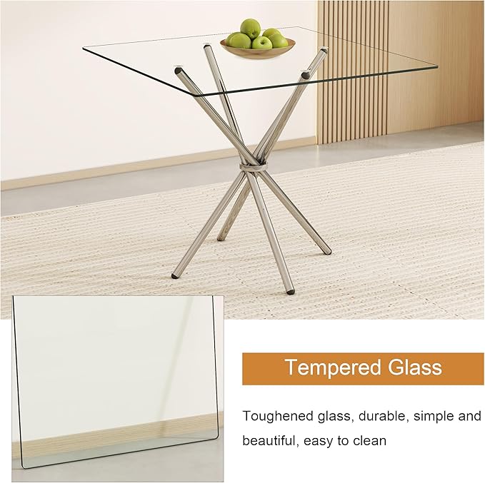 36"x36" Square Tempered Glass Table Top 3/8" Thick Flat Polish Eased Corners Side Table Replacement Clear Glass Tables Top for Living Room Patio Table Tops