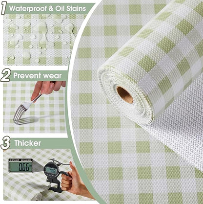 Drawer and Shelf Liner, Non-Slip Kitchen Cabinet Liners Non-Adhesive Thick Strong Grip Waterproof Washable Mats Protect Dresser Shelves Cupboard Bathroom Cabinets, Sage Green, 12 in X 10 FT
