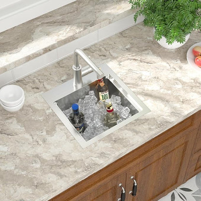 Mocoloo 15 Inch Bar Sink with Faucet, 16 Gauge Drop in Workstation Sink - 15x15x9" Stainless Steel Single Bowl Small Rv Kitchen Sink with Pull-Out Faucet