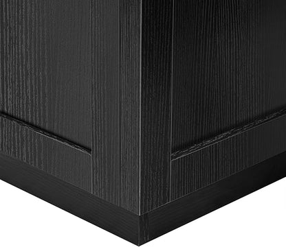 Ball & Cast 83" Kitchen Island with Extendable Dining Table,2-Tone Kitchen Table W/Double-Sized Storage,Power Outlet,Kitchen Islands W/ 2 Storage Drawers & 2 Side Open Shelves,for 4-6 Person,Black