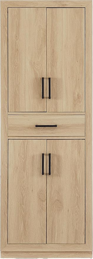 Crosley Furniture Isla Modern Kitchen Storage Pantry Cabinet with Shelves, Dining or Laundry Room, Ash
