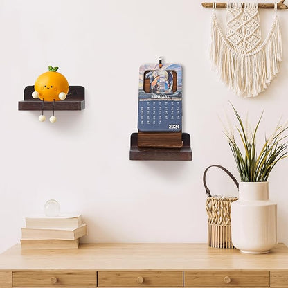 Small Floating Shelf, 4x4 Inch Display Ledges for Wall,Mini Shelves,Rustic Wood Shelf for Bedroom Living Room Bathroom Kitchen (4, Dark Walnut)