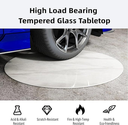 Round Table Top Multiple Sizes - Tempered Glass with Marble Design, Shatter-Resistant & Heatproof Surface Protector, Multipurpose for Dining/Coffee/Patio/End Table DIY Replacement (Gray, 20 inch)