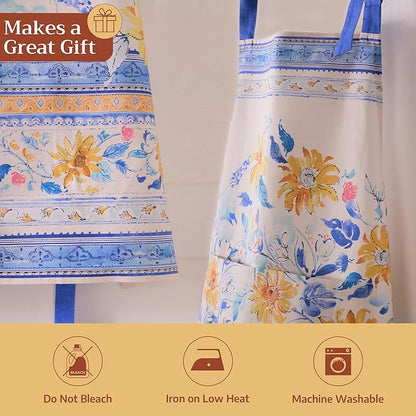 Maison d' Hermine 100% Cotton Apron for women with Pocket Kitchen Chef Apron for Men Cooking Mothers Day Gifts
