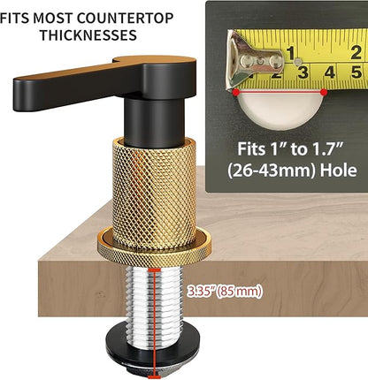 SD-80 All Brass Sink Soap Dispenser for Kitchen Sink Copper Pump Built in Dish Soap Dispenser with 17.6 oz(520ml) Bottle and 59"(1.5m) Extension Tube Kit (Matte Black)