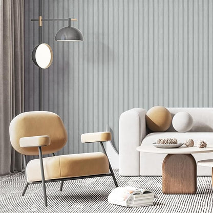 Yun-aeon Wood Slat Peel and Stick Wallpaper 17.3"x 480" Light Grey Wood Grating Stripe Contact Paper Removable Faux Wood Panels Wallpaper Self Adhesive Waterproof Vinyl Wall Paper for Bedroom Kitchen