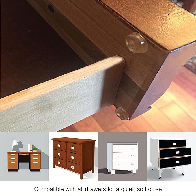 Pack of 200 Sound Dampening Cabinet Door Bumpers - Clear Soft Close Self Adhesive Rubber Pads - Transparent Rubber Feet for Drawers, Cupboards