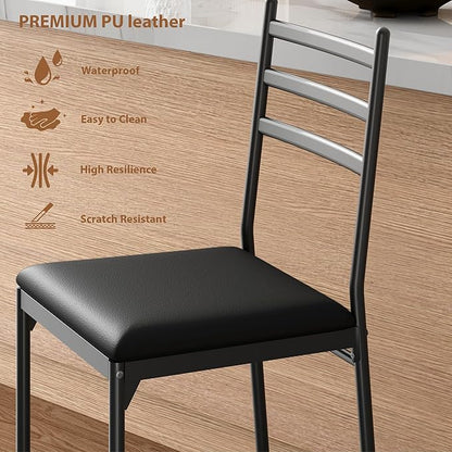 Garvee Bar Stools Set of 4, Counter Height Bar Chairs with Back and Thick Cushion, Upholstered Dining Chairs with Padded Seat, Barstools for Kitchen Island, Bar, Dining Room, Retro Black