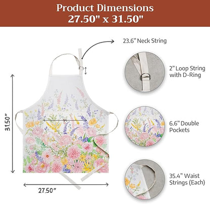 Maison d' Hermine 100% Cotton Apron for women with Pocket Kitchen Chef Apron for Men Cooking Mothers Day Gifts