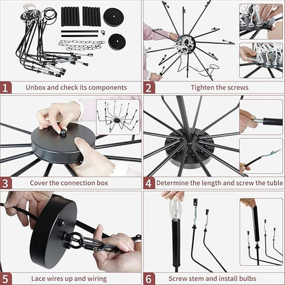 Black Chandelier, 12-Light Farmhouse Chandeliers for Dining Room, Classic Candle Ceiling Pendant Light Fixture for Living Room, Foyer, Kitchen Island, Bedroom, Entryway