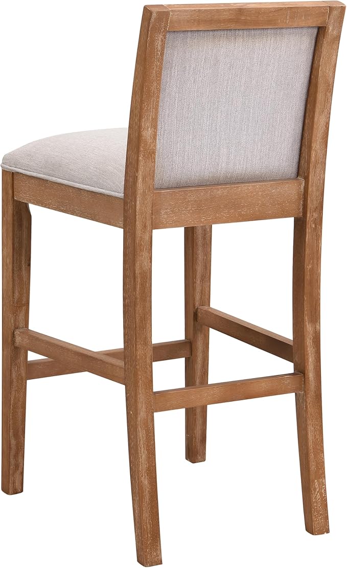 30.5 Inch Height Bar Stools Set of 2, Rubber Wood e,Fabric Sponge Cushion and Upholstered, Retro Bar Chairs Suitable for Kitchen Island,Bedroom,Dining Room.