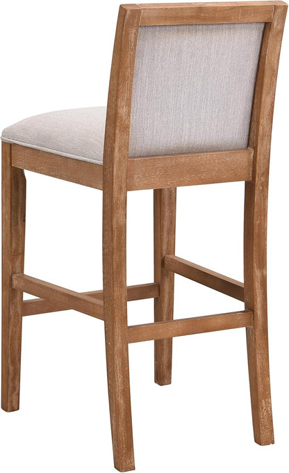 30.5 Inch Height Bar Stools Set of 2, Rubber Wood e,Fabric Sponge Cushion and Upholstered, Retro Bar Chairs Suitable for Kitchen Island,Bedroom,Dining Room.