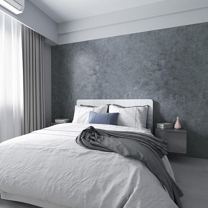 3yecao 16"×591" Big Roll Large Size Thick Dark Blue Grey Concrete Wallpaper Peel and Stick Waterproof Gray Concrete Contact Paper Vinyl Adhesive Glossy Cement Sticker for Bedroom Living Room Gym Walls