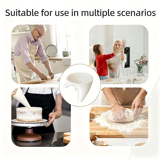 Flour Funnel for KitchenAid Mixer 5 Qt, Anti-Splash Attachment for Tilt-Head Stand Mixer 4.5 & 5 Quart (KSM150), Dishwasher Safe No-Mess Baking Tool, Easy Pour Accessory (White)