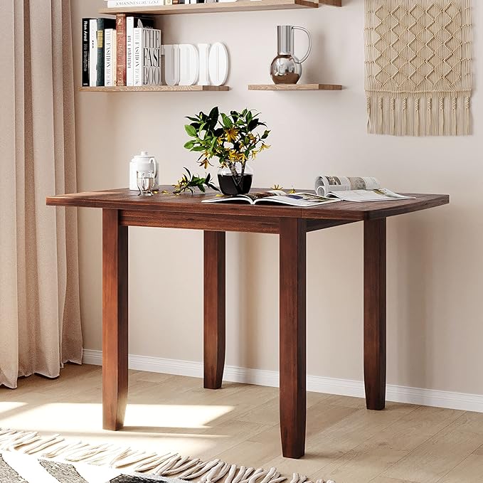 Rustic Style 3-Piece Wood Dining Table Set with Extendable Drop Leaf Table and 2 X-Back Chairs,for Small Places Restaurant Kitchen Furniture