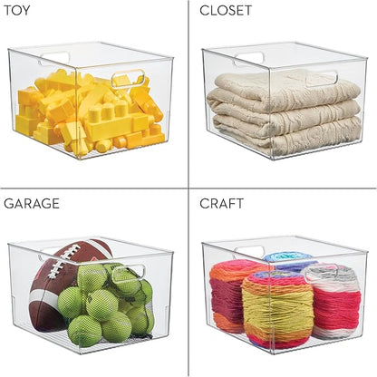 iDesign Storage Bins with Handles - Organize Kitchen, Bathroom, or Home Office - Set of 8 - Clear