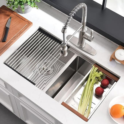 32 Inch Double Bowl Kitchen Sink Undermount - 32x19 Undermount Workstation Sink 16 Gauge Stainless Steel 10 Inch Deep Double Bowl Kitchen Sinks